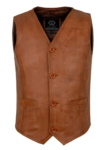 Mens Tan Brown Soft Leather Waistcoat, Party Fashion Designer Sheepskins HD