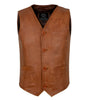 Mens Tan Brown Soft Leather Waistcoat, Party Fashion Designer Sheepskins HD