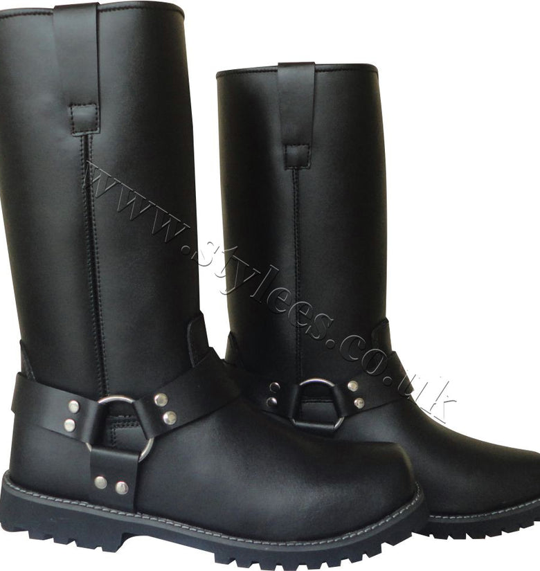Men s Classic Motorcycle Long Harness Boots Gallanto