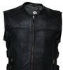 Mens Cowhide Leather Perforated Biker Vest – Motorcycle Waistcoat