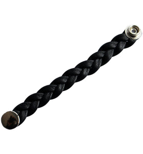 Plain Braided Black Leather Vest Waistcoat Extender