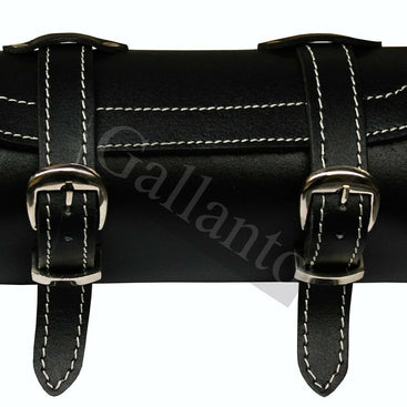 Plain Motorcycle Biker Leather Tool Rool Bag White Stitches