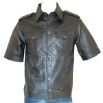 Police Style Half Sleeve Classic Leather Shirt