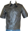 Police Style Half Sleeve Classic Leather Shirt