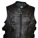 Premium Naked Cowhide Leather Biker Vest – Motorcycle Waistcoat