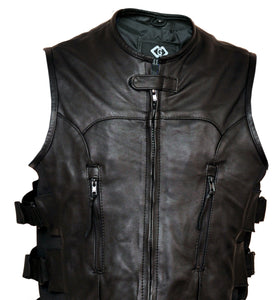 Premium Naked Cowhide Leather Biker Vest – Motorcycle Waistcoat