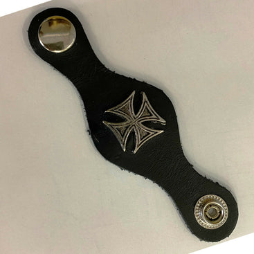 Iron Cross Badge Black Leather Vest Waistcoat Extender