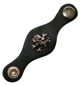 Skulls and Bones Badge Black Leather Vest Waistcoat Extender