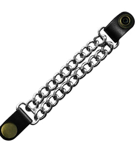 Classic Snap Button Leather Silver Chain Vest Waistcoat Extender - Antique