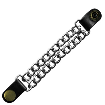 Classic Snap Button Leather Silver Chain Vest Waistcoat Extender - Antique