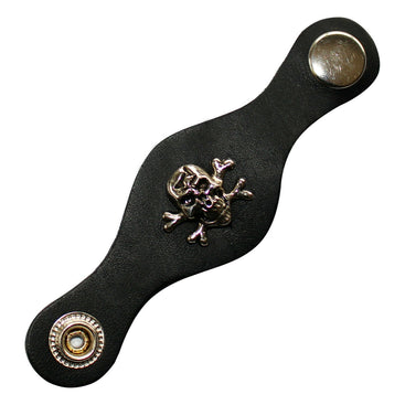 Skulls and Bones Badge Black Leather Vest Waistcoat Extender