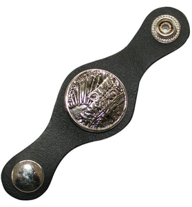 In God we Trust Badge Black Leather Vest Waistcoat Extender