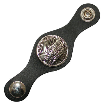 In God we Trust Badge Black Leather Vest Waistcoat Extender