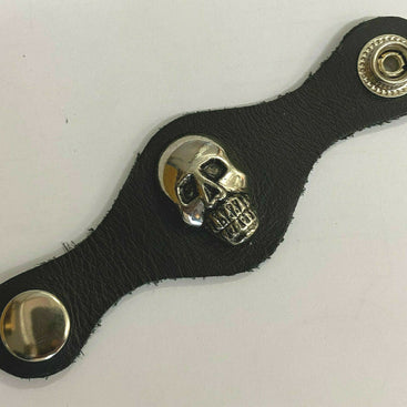Skull Badge Black Leather Vest Waistcoat Extender