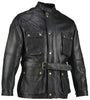 Black Benjamin Button Biker Mens Long Vintage Leather Jacket - Motorcycle Biker Armoured