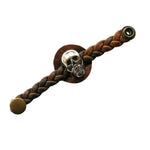 Skull Braided Brown Leather Vest Waistcoat Extenders (one in a pack)