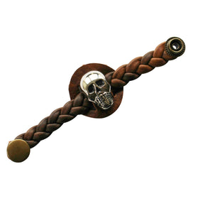 Skull Braided Brown Leather Vest Waistcoat Extenders (one in a pack)