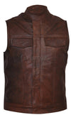 Sons of Anarchy Style Brown Leather Gilet