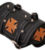 Tan Iron Cross Gothic Motorcycle Biker Leather Tool Rool Bag