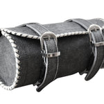 Vintage Motorcycle Biker Real Cowhide Leather Tool Rool Bag Creme Trimming