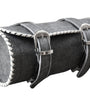 Vintage Motorcycle Biker Real Cowhide Leather Tool Rool Bag Creme Trimming