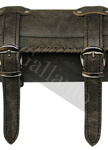 Vintage Stonewash Motorcycle Biker Real Cowhide Leather Tool Rool Bag