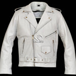 White Brando Biker Leather Jacket